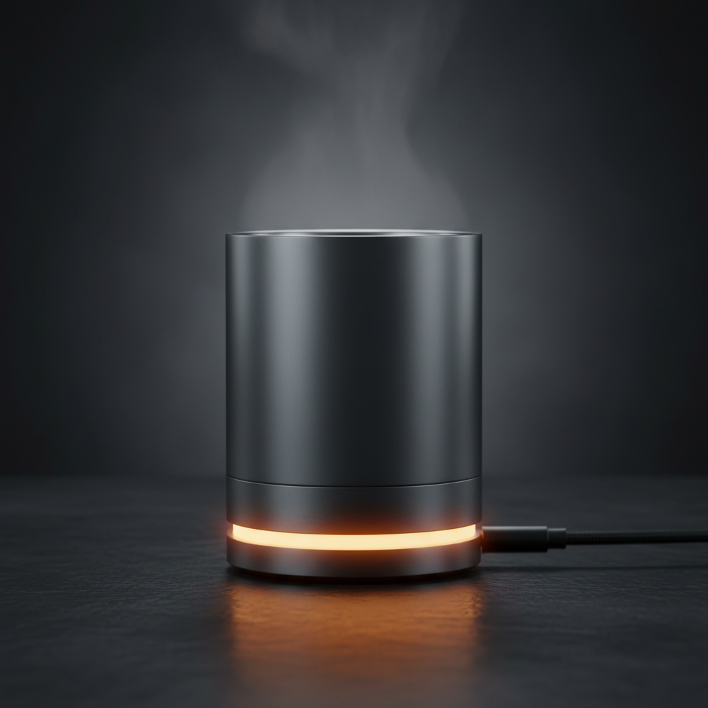 Mug chauffant USB premium sur fond sombre