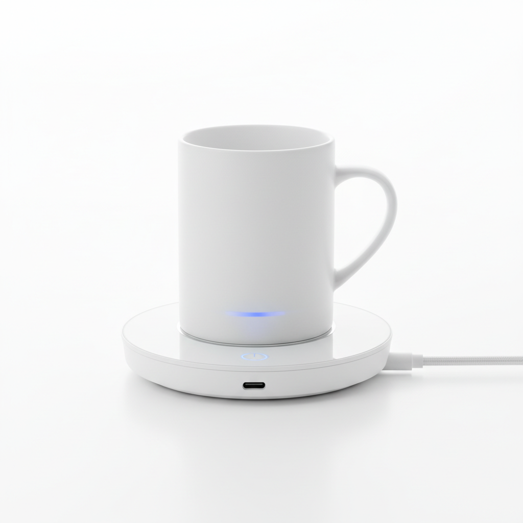 Mug chauffant USB blanc base chauffante connectée